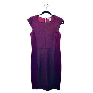 H&M Dark Purple Body Con Cap Sleeve Short Dress, Size SMALL Zip Up Textured rib